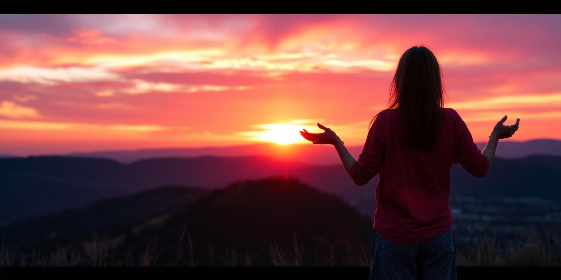 Femme contemplant le lever du soleil — une nouvelle fréquence, une nouvelle réalité